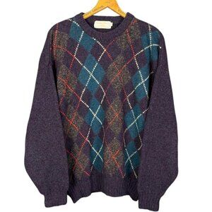 Vintage Archie & Brown Son Argyle Wool Sweater – Size 44 – Made in Great Britain